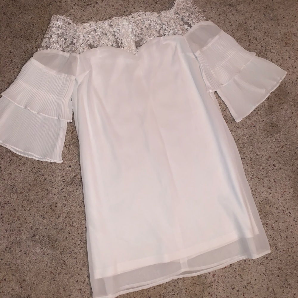 Off the shoulder white lace dress